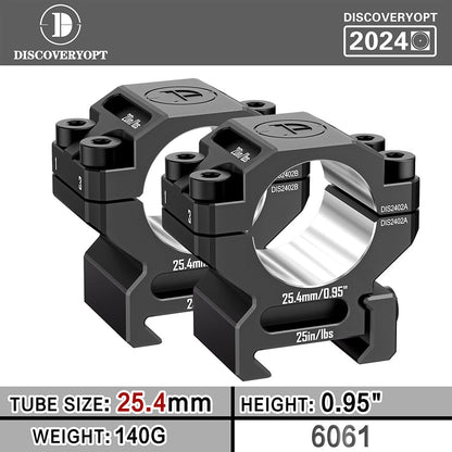 Zielfernrohrringe aus Aluminium der Serie 6061 – mittleres Profil 25,4 mm/30 mm/34 mm/35 mm Zielfernrohrhalterung für Picatinny-Schiene