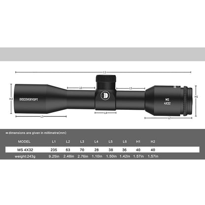 MS 4X32 enhanced shock-resistant protective cover Optics scope - DiscoveryOpt Rifle Scopes-UK - Optics Scope