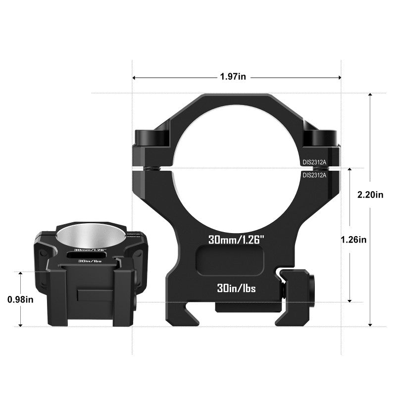 7075 Series Aluminum Scope Rings - Medium Profile 34mm Scope Mount for Picatinny Rail - DiscoveryOpt Rifle Scopes-UK - 