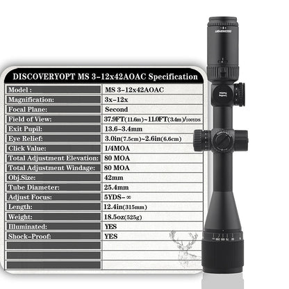 MS 3-12X42AOAC SFP-MOA Durchmesser: 25,4 MM Optik Zielfernrohre 