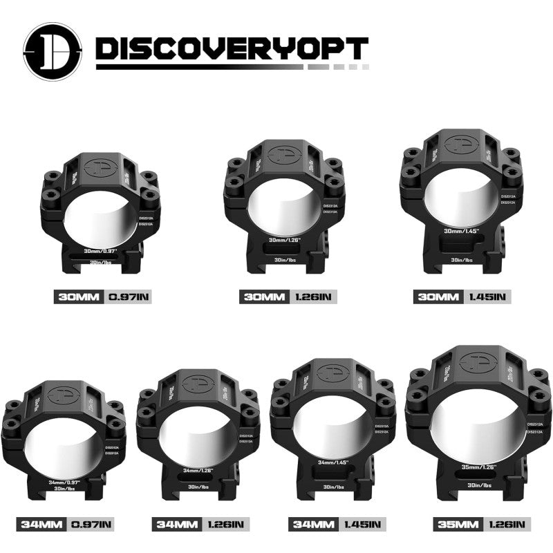 7075 Series Aluminum Scope Rings - Medium Profile 34mm Scope Mount for Picatinny Rail - DiscoveryOpt Rifle Scopes-UK - 