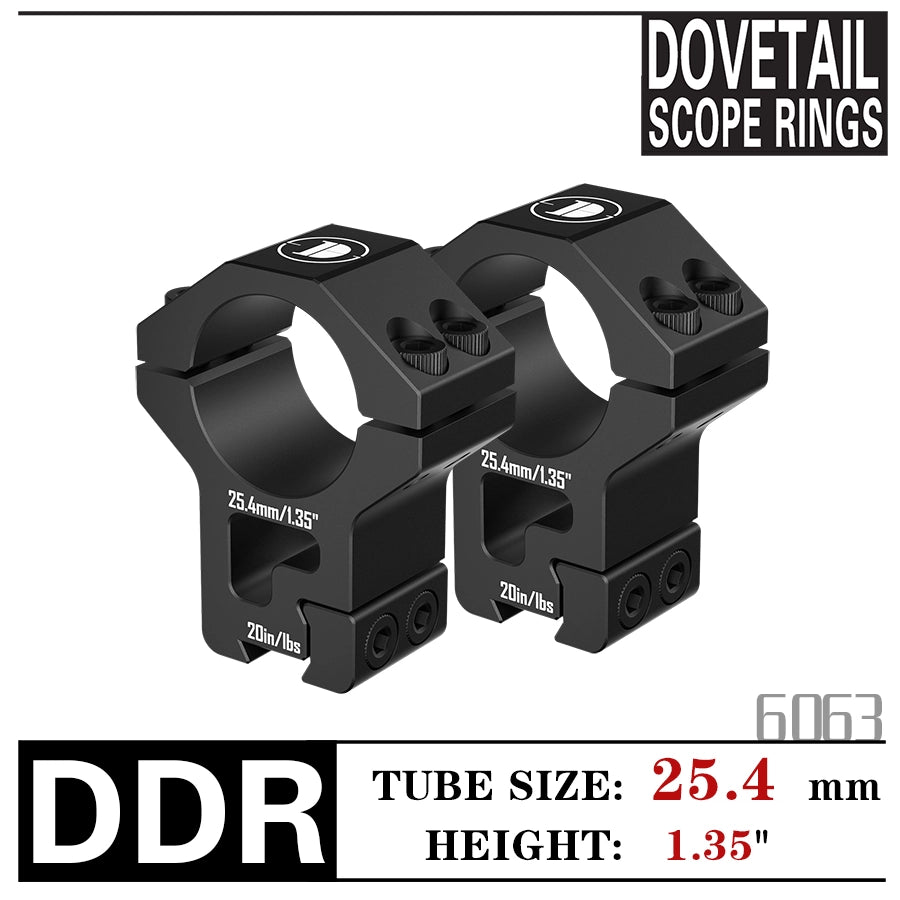 DISCOVERYOPT Dovetail Rails Scope Rings for 25.4mm＆30mm Tubes – 1.35" High | for Dovetail Rails