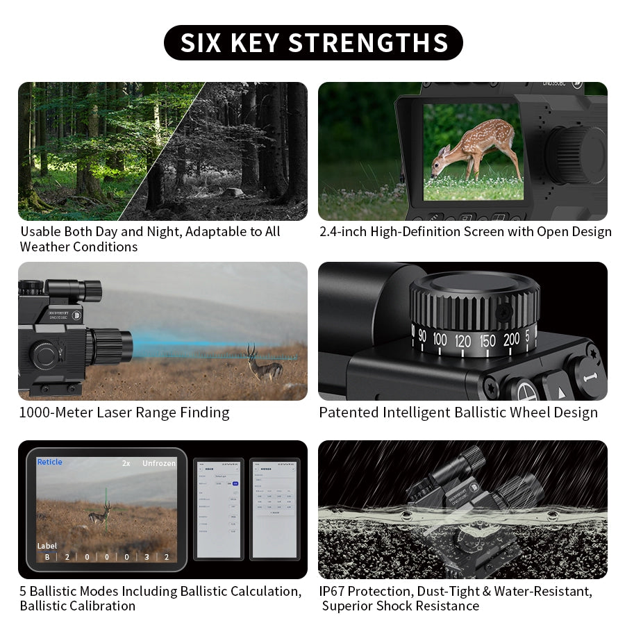 DISCOVERYOPT DND350BC Digital Night Vision Scope – | High-Resolution Night Vision Optics with Laser Rangefinder &amp; Ballistic Calculator