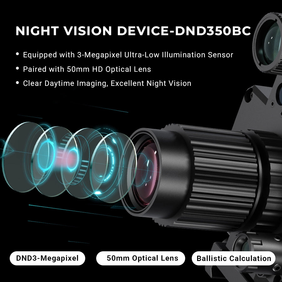 DISCOVERYOPT DND350BC Digital Night Vision Scope – | High-Resolution Night Vision Optics with Laser Rangefinder &amp; Ballistic Calculator