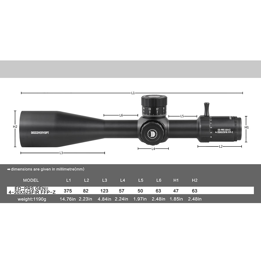 ED-PRS GENⅡ 4-20X52SFIR FFP-Z-MRAD Durchmesser: 34MM Optik Zielfernrohr 