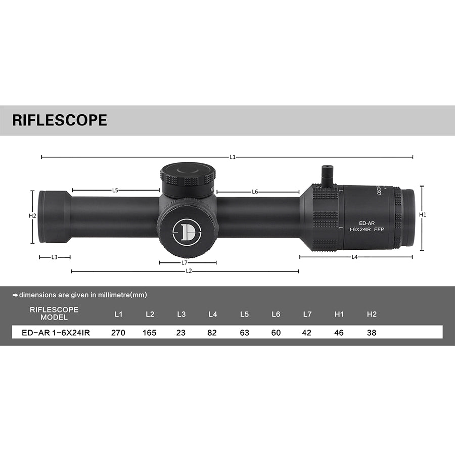 DISCOVERYOPT ED-AR 1-6X24IR FFP-MIL LPVO Diameter:30MM Short Optics Scope