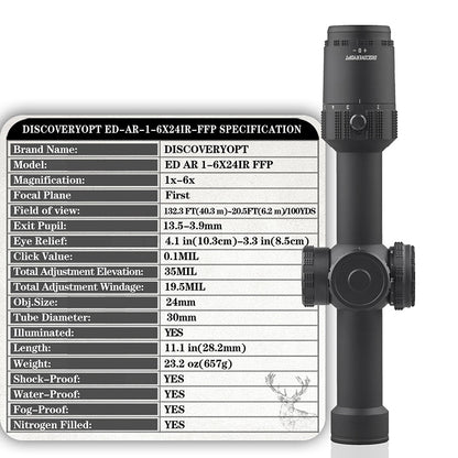 ED-AR 1-6X24IR FFP-MIL Durchmesser: 30MM Kurzes Optik-Zielfernrohr 