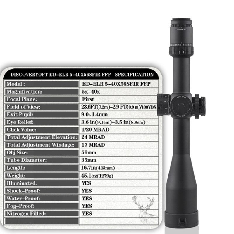 ED-ELR 5-40X56SFIR FFP Optics Scopes - DiscoveryOpt Rifle Scopes-UK - 