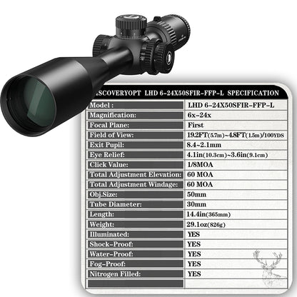 DISCOVERYOPT LHD 6-24X50SFIR FFP-Z/L Diameter:30MM Optics Scopes