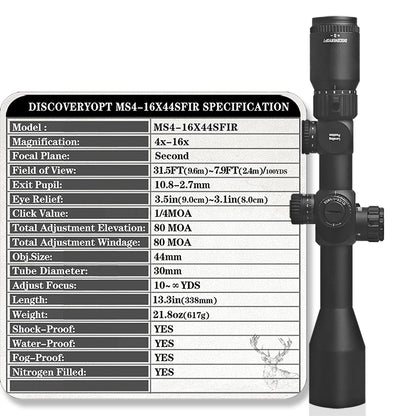 DISCOVERYOPT MS 4-16X44SFIR SFP-MOA-L Diameter:30MM Optics Scopes