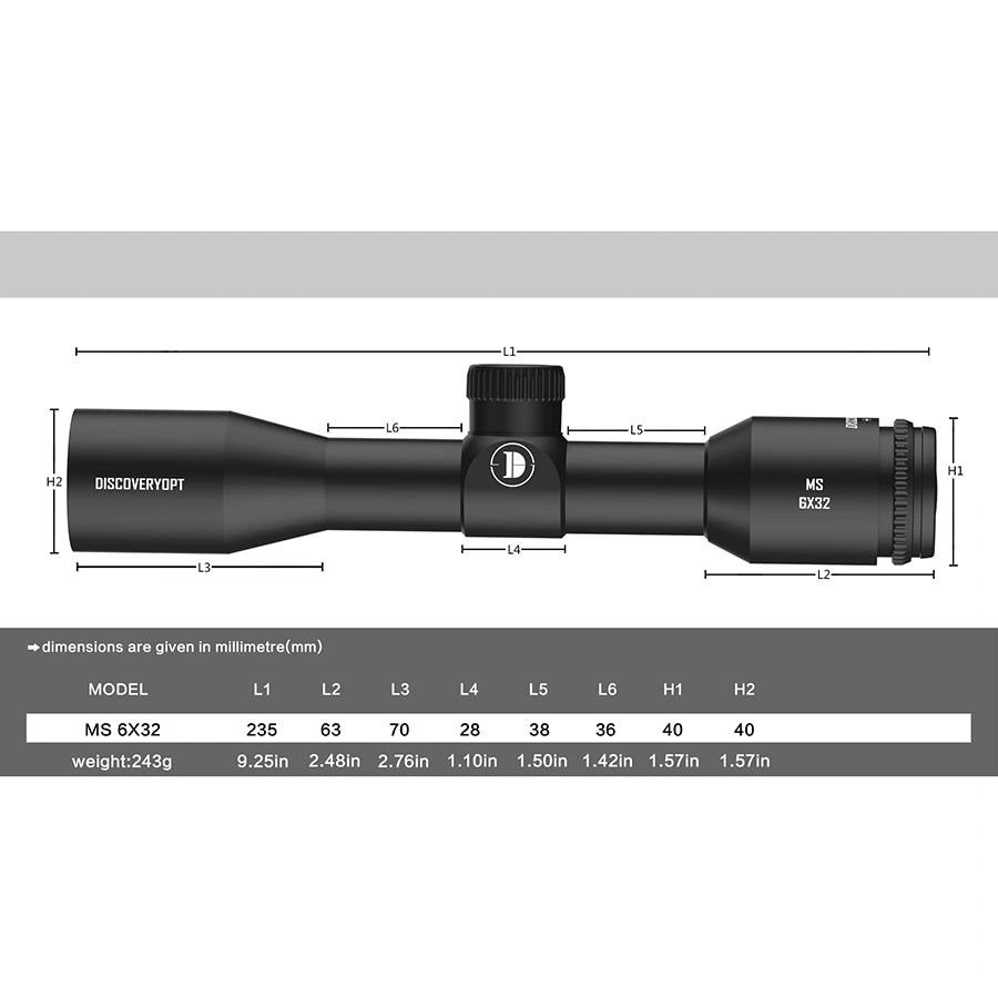 MS 6X32 SFP-MOA Diameter:25.4MM Optics Scopes