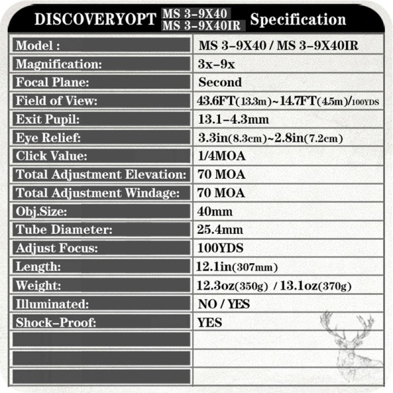 MS 3-9X40 economical shock-resistant protective cover Optics scope